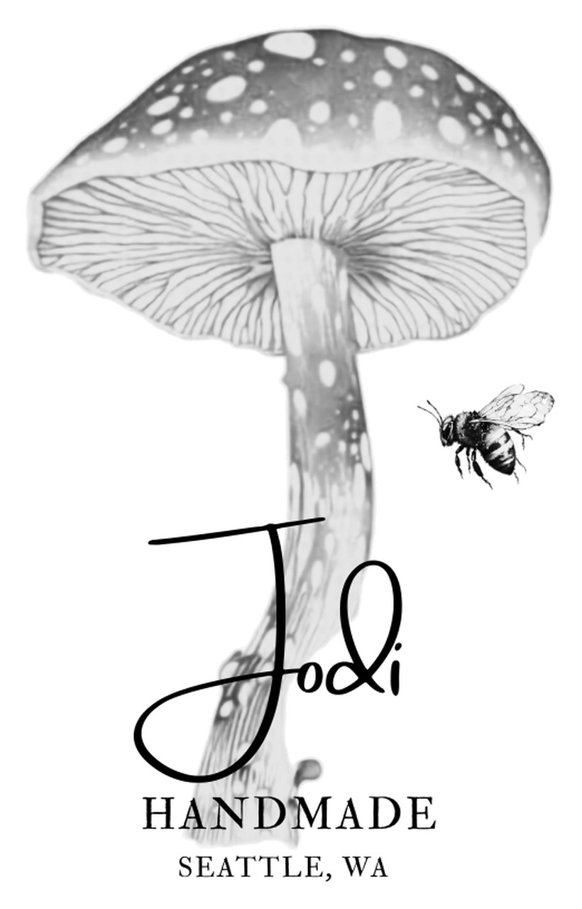 Jodi Handmade — mushroom and bee logo